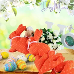 Osterdeko Tisch/ Stoff Herzen/ Mitbringsel Ostern/ Osterhasen Deko /Landhaus Deko/ Küchendeko/ Osterdeko orange