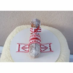 Osterdeko, Weiheset für das Osterlamm,  rot weiß Kreuzstich