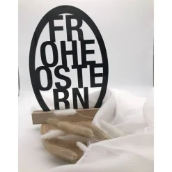 Osterdekoration - Edler "Frohe Ostern" Schriftzug aus Acryl & Holzklötzchen - Festliche Deko für Ihr Zuhause