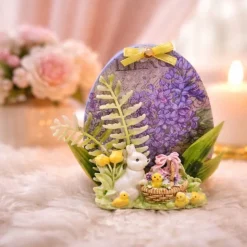 Osterdekoration - 2-er Set - Kerze und Osterei mit Kaltporzellan Verzierung