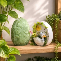 Osterdekoration - 2-er Set - Kerze und Osterei mit Kaltporzellan Verzierung