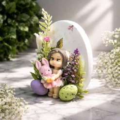 Osterdekoration - 2-er Set - Kerze im Glas und Osterei mit Kaltporzellan Verzierung