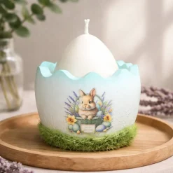 Osterdekoration - 2-er Set - Osterei mit Kerze