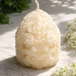 Osterdekoration - 2-er Set - Kerze und Osterei mit Kaltporzellan Verzierung