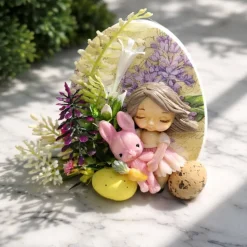 Osterdekoration - 2-er Set - Kerze im Glas und Osterei mit Kaltporzellan Verzierung