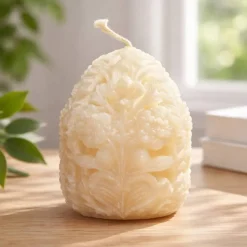 Osterdekoration - 2-er Set - Kerze und Osterei mit Kaltporzellan Verzierung