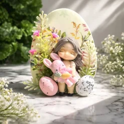 Osterdekoration - 2-er Set - Kerze im Glas und Osterei mit Kaltporzellan Verzierung