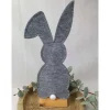 Osterdekoration - Hase - Filz mit Holz grau