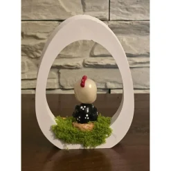 Osterdekoration - Osterei mit Schleife und Osterküken