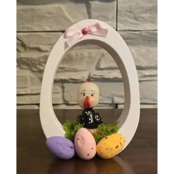 Osterdekoration - Osterei mit Schleife und Osterküken