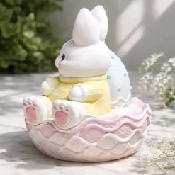 Osterdekoration - Osterhase im Auto - Handbemalt -