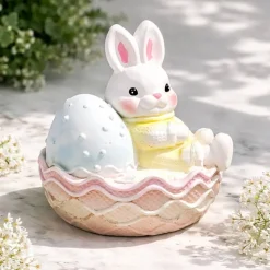 Osterdekoration - Osterhase im Auto - Handbemalt -