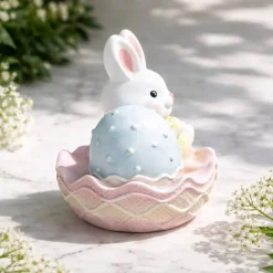 Osterdekoration - Osterhase im Auto - Handbemalt -