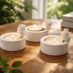 Osterdekoration - Teelichthalter mit kleinen Figürchen - 2-er Set