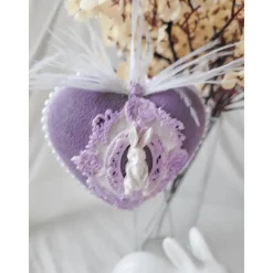 Osterdekoration Frühlingsdeko Herz personalisiert Ostergeschenk Weltfrauentagsgeschenk Osterhasen Ostereier hellila flie