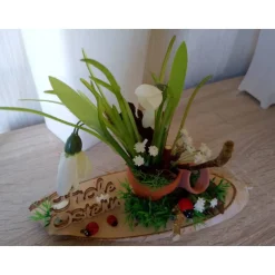 Osterdekoration Frohe Ostern mit Schneeglöckchen – Einzigartige Tischdekoration vom SaBienchenshop