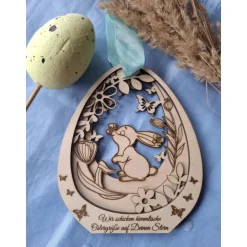 Osterdekoration Holz mehrlagig, personalisiert – Andenken Sternenkind, Erinnerung Verstorbene, Geschenk Osterei