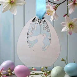 Osterdekoration Holz mehrlagig, personalisiert – Andenken Sternenkind, Erinnerung Verstorbene, Geschenk Osterei