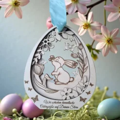 Osterdekoration Holz mehrlagig, personalisiert – Andenken Sternenkind, Erinnerung Verstorbene, Geschenk Osterei