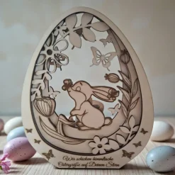 Osterdekoration Holz mehrlagig, personalisiert – Andenken Sternenkind, Erinnerung Verstorbene, Geschenk Osterei