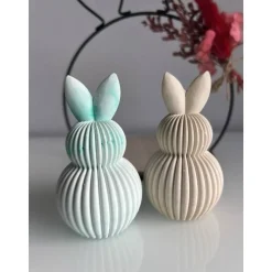 Osterdekoration Kugeln mit Hasenohren und Rillen / Ostern / Dekoration / Osterhase / Moderne Osterdeko / Streifen