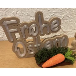 Osterdekoration, Osteraufsteller mit Hase und Dekoration, Aufsteller „Frohe Ostern“
