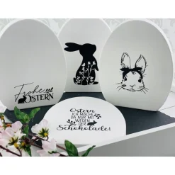 Osterei aus Keraflott – Beplottet mit Hasen oder Spruch für deine Osterdeko