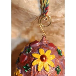 Osterei BLÜTEN & HERZEN Acrylmalerei Collage auf einem Kunststoffei Fensterdeko Hängedeko Wohndeko Handarbeit