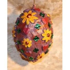 Osterei BLÜTEN & HERZEN Acrylmalerei Collage auf einem Kunststoffei Fensterdeko Hängedeko Wohndeko Handarbeit