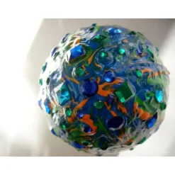 Osterei Dekoei BLAUER VULKAN Acrylmalerei auf einem Keramikei Ostergeschenk Künstler-Ei Sammlerstück Unikat