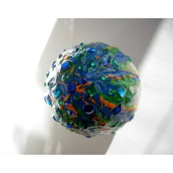 Osterei Dekoei BLAUER VULKAN Acrylmalerei auf einem Keramikei Ostergeschenk Künstler-Ei Sammlerstück Unikat