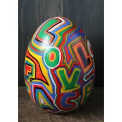 Osterei Dekoei LOVE & PEACE Acrylmalerei auf einem Keramikei Ostergeschenk Künstler-Ei Sammlerstück Unikat handbemaltes