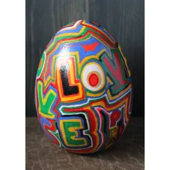 Osterei Dekoei LOVE & PEACE Acrylmalerei auf einem Keramikei Ostergeschenk Künstler-Ei Sammlerstück Unikat handbemaltes