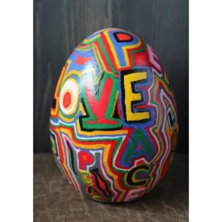 Osterei Dekoei LOVE & PEACE Acrylmalerei auf einem Keramikei Ostergeschenk Künstler-Ei Sammlerstück Unikat handbemaltes