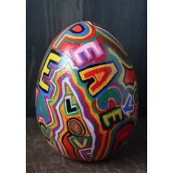 Osterei Dekoei LOVE & PEACE Acrylmalerei auf einem Keramikei Ostergeschenk Künstler-Ei Sammlerstück Unikat handbemaltes