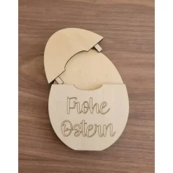 Osterei für Geldschein oder Gutscheinkarte als Verpackung aus Holz.Personalisierbar,für Ostern als Geschenk