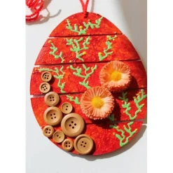 Osterei GÄNSEBLÜMCHEN Collage Acrylmalerei auf einem Holzei Künstler-Ei Wanddeko Collage Blütenbild Osterdekoration