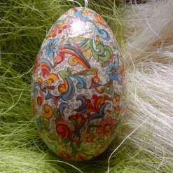 Osterei Gänseei mit italienischem Florentiner Buntpapier – einzigartiges Dekorationsstück in Decoupage-Technik