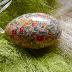 Osterei Gänseei mit italienischem Florentiner Buntpapier – einzigartiges Dekorationsstück in Decoupage-Technik