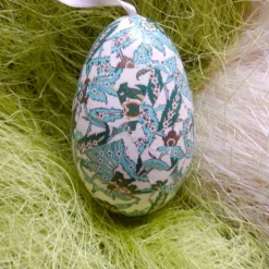 Osterei Gänseei mit italienischem Florentiner Buntpapier – einzigartiges Dekorationsstück in Decoupage-Technik