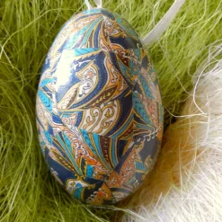Osterei Gänseei mit italienischem Buntpapier – Einzigartige Decoupage-Dekoration 9-10 cm