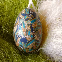 Osterei Gänseei mit italienischem Buntpapier – Einzigartige Decoupage-Dekoration 9-10 cm