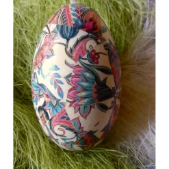 Osterei Gänseei mit italienischem Buntpapier – Einzigartige Decoupage-Dekoration 9-10 cm