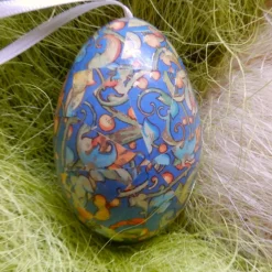 Osterei Gänseei mit italienischem Buntpapier – Einzigartige Decoupage-Dekoration 8-9 cm