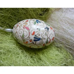 Osterei Gänseei mit italienischem Buntpapier – Einzigartige Decoupage-Dekoration 9-10 cm