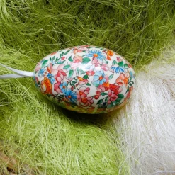 Osterei Gänseei mit italienischem Buntpapier – Einzigartige Decoupage-Dekoration 9-10 cm