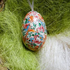 Osterei Gänseei mit italienischem Buntpapier – Einzigartige Decoupage-Dekoration 9-10 cm