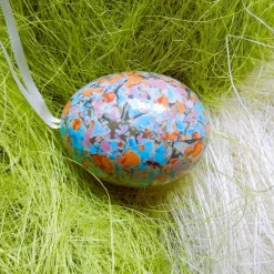 Osterei handgefertigt mit italienisches Marmorpapier in Decoupage-Technik beklebt
