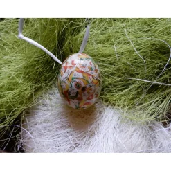 Osterei handgefertigt mit italienisches Buntpapier in Decoupage-Technik beklebt