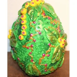 Osterei in Grün FRÜCHTE & BLÄTTER Acrylmalerei auf einem Keramikei Ostergeschenk Künstler-Ei Sammlerstück